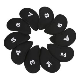 10pcs Golf Club Covers Protectors Headcovers Accessories For Prevent Scratches Or Damage - Black