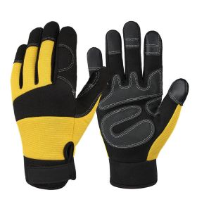 Climbing Tactical Full Finger Combat Riding Touch Screen Gloves Outdoor Roping Work Rocks Parkour Carabiners Rigging Grip - Yellow - L