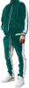 Men's 2 Pieces Full Zip Tracksuits Golden Velvet Thickening Sport Suits Casual Outfits Jacket & Pants Fitness Tracksuit Sets - XL - Green