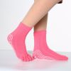 1pair Rainbow Color Non-slip Towel Bottom Yoga Socks, Cozy 5 Toes Split Knitted Calf Crew Socks, Women's Yoga Socks - Rose Red - One-size