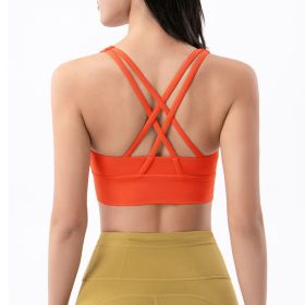 Nylon Top Women Bra Sexy Top Woman Breathable Underwear Women Fitness Yoga Sports Bra For Women Gym 22 Colors - Orange - L