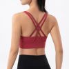 Nylon Top Women Bra Sexy Top Woman Breathable Underwear Women Fitness Yoga Sports Bra For Women Gym 22 Colors - Wine Red - S