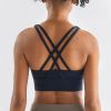 Nylon Top Women Bra Sexy Top Woman Breathable Underwear Women Fitness Yoga Sports Bra For Women Gym 22 Colors - Dark Blue - S