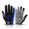 Bicycle Full Finger Cycling Bike Gloves Absorbing Sweat for Men and Women Bicycle Riding Outdoor Sports Protector - Blue - XL