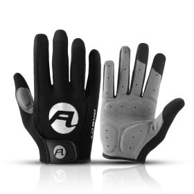 Bicycle Full Finger Cycling Bike Gloves Absorbing Sweat for Men and Women Bicycle Riding Outdoor Sports Protector - Black - L