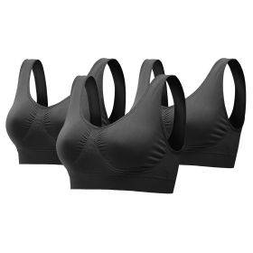 3 Pack Sport Bras For Women Seamless Wire free Bra Light Support Tank Tops For Fitness Workout Sports Yoga Sleep Wearing - BK_BK_BK - M