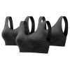 3 Pack Sport Bras For Women Seamless Wire free Bra Light Support Tank Tops For Fitness Workout Sports Yoga Sleep Wearing - BK_BK_BK - XL