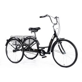 26" European Adult Tricycles 3 Wheel W/Installation Tools with Low Step-Through, Large Basket, Tricycle for Adults, Women, Men - as Pic