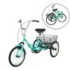 Adult Folding Tricycles 3 Wheel W/Installation Tools with Low Step-Through, Large Basket, Foldable Tricycle for Adults, Women, Men - as Pic