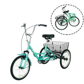 Adult Folding Tricycles 3 Wheel W/Installation Tools with Low Step-Through, Large Basket, Foldable Tricycle for Adults, Women, Men - as Pic