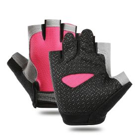 Breathable Fitness Gloves Gym Weightlifting Thin Non-slip Half Finger Cycling Gloves Equipment Yoga Bodybuilding Training Sports Pink Color - XL