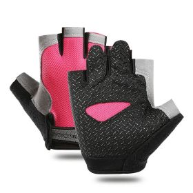 Breathable Fitness Gloves Gym Weightlifting Thin Non-slip Half Finger Cycling Gloves Equipment Yoga Bodybuilding Training Sports Pink Color - M