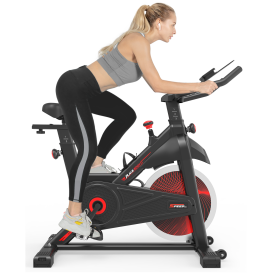 Indoor Cycling Exercise Bike Stationary, Home Gym Workout Fitness Bike with Comfortable Cusion, LCD Display and Hand Pulse - as Pic