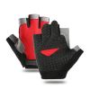 Breathable Fitness Gloves Gym Weightlifting Thin Non-slip Half Finger Cycling Gloves Equipment Yoga Bodybuilding Training Sports Red Color - M