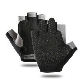 Breathable Fitness Gloves Gym Weightlifting Thin Non-slip Half Finger Cycling Gloves Equipment Yoga Bodybuilding Training Sports Black Color - XL