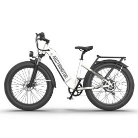 AOSTIRMOTOR new pattern 26" 1000W Electric Bike Fat Tire 52V15AH Removable Lithium Battery for Adults(white) - as Pic