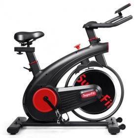 Gym Home Stationary 20 lbs Silent Belt Flywheel Exercise Bike - Black & Red - Professional Exercise Bikes