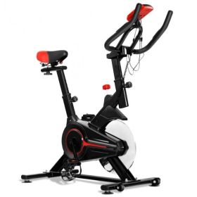 With Heart Rate Sensor And LCD Display Indoor Stationary Sports Bicycle - Black With Red - Professional Exercise Bikes