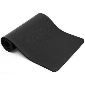 0.6-inch Thick Yoga Mat Anti-Tear High Density NBR Exercise Mat Anti-Slip Fitness Mat - Black