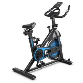 Adjustable Resistance Silent Belt Drive Gym Indoor Stationary Bike  - Black + Blue - Professional Exercise Bikes