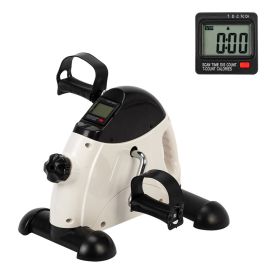 Under Desk Bike Pedal Exerciser Portable Mini Exercise Bike for Arm/Leg Exercise Mini Exercise Peddler with LCD Display - White