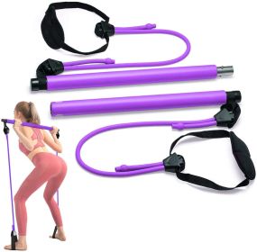 2 Latex Exercise Resistance Band - 2-Section Sticks - All-in-one Strength Weights Equipment for Body Fitness Squat Yoga  - purple