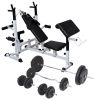 Weight Bench with Weight Rack, Barbell and Dumbbell Set 198.4 lb - Black