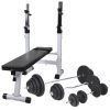 Workout Bench with Weight Rack, Barbell and Dumbbell Set 264.6 lb - Black