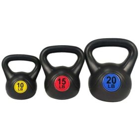 Wide Grip Kettlebell Exercise Fitness Weight Set, 3-Pieces - 45lbs Set