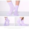 1pair Rainbow Color Non-slip Towel Bottom Yoga Socks, Cozy 5 Toes Split Knitted Calf Crew Socks, Women's Yoga Socks - Pink - One-size