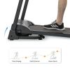 Compact Easy Folding Treadmill Motorized Running Jogging Machine with Audio Speakers and Incline Adjuster - Black