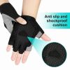 Breathable Fitness Gloves Gym Weightlifting Thin Non-slip Half Finger Cycling Gloves Equipment Yoga Bodybuilding Training Sports Black Color - M