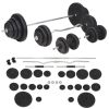 Workout Bench with Weight Rack, Barbell and Dumbbell Set 264.6 lb - Black