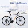 24 Speed Hybrid bike Disc Brake 700C Road Bike For men women's City Bicycle - as Pic