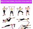 2 Latex Exercise Resistance Band - 2-Section Sticks - All-in-one Strength Weights Equipment for Body Fitness Squat Yoga  - purple