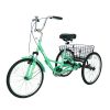 Adult Folding Tricycles 3 Wheel W/Installation Tools with Low Step-Through, Large Basket, Foldable Tricycle for Adults, Women, Men - as Pic