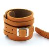 Training Wrist Wraps 1 Pair Leather Weightlifting Wrist Support Adjustable Workout Body Building Tool - leather brown