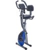 Folding Exercise Bike; Fitness Upright and Recumbent X-Bike with 10-Level Adjustable Resistance; Arm Bands and Backrest - Blue