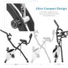 Folding Exercise Bike; Fitness Upright and Recumbent X-Bike with 10-Level Adjustable Resistance; Arm Bands and Backrest - White