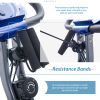 Folding Exercise Bike; Fitness Upright and Recumbent X-Bike with 10-Level Adjustable Resistance; Arm Bands and Backrest - Blue