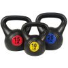 Wide Grip Kettlebell Exercise Fitness Weight Set, 3-Pieces - 45lbs Set