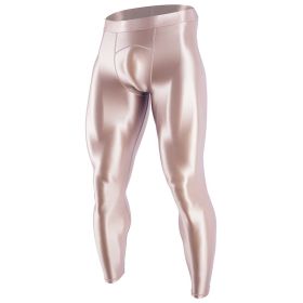 Shiny Men's Tight Pants Are Glossy And Silky (Option: Pink-L)