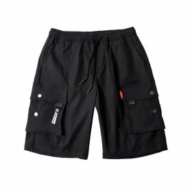 Summer Men's Shorts Japanese Style Workwear Cropped Pants Trendy Casual (Option: XL-Black)