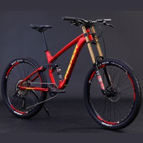 Aluminum Alloy Soft Tail Oil Brake Damping Mountain Bike Bicyc (Option: Red-High configuration version-27.5x17inch)