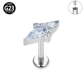 Titanium Alloy Body Piercing Ear Bone Stud Labret New Zircon Piercing Ornament (Option: White Zirconium-1.2x8mm)