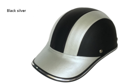 Motorcycle adult helmet (Option: Black silver-Front logo)