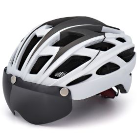 Bicycle Helmet Goggles Integrated Riding Helmet Equipment (Option: White Gray-L)