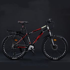 Variable Speed Shock Absorption Mountain Bike (Option: Black red-Spoke wheel-24inches24speed)