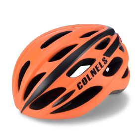 Bicycle helmet with taillight warning light glowing insect screen (Option: Black orange)