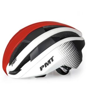 PMT Heslang Spudy Cycling Pneumatic Integrated Helmet (Option: Red and white-M)